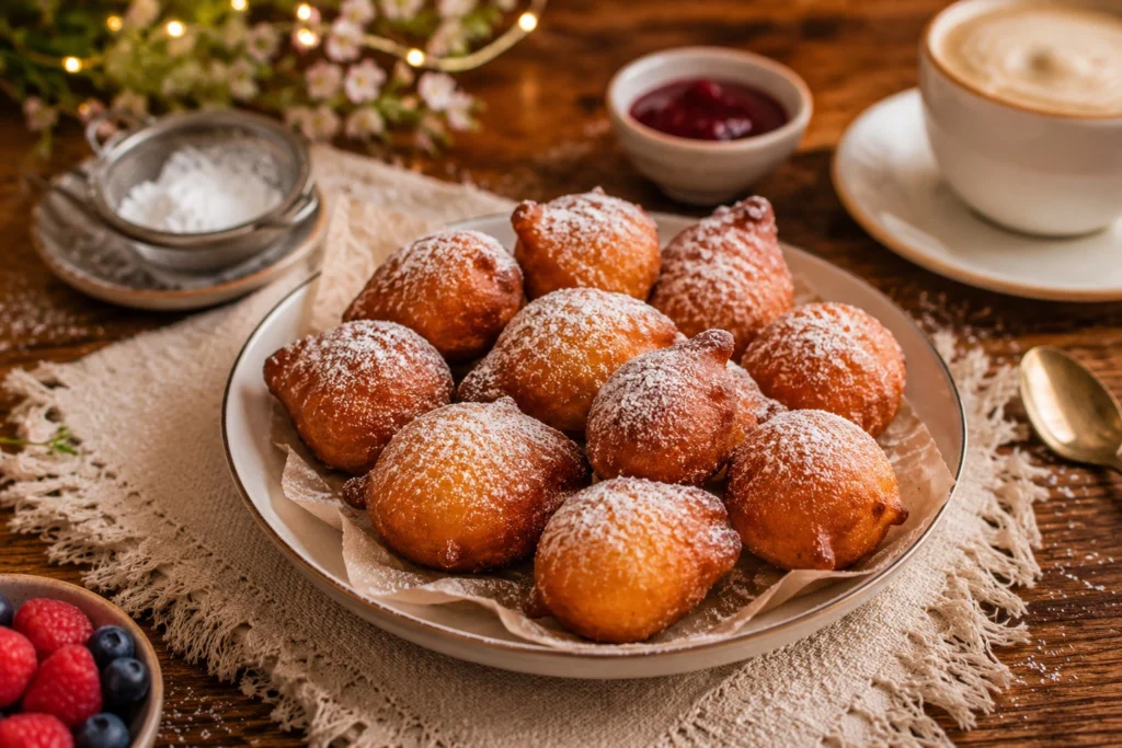 Quarkkräppelchen mit Puderzucker
